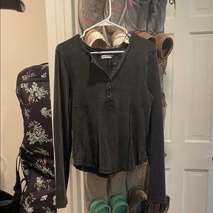 FREE PEOPLE Black Long Sleeve Top